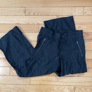 Athleta Cabo linen wide leg black pants size 8P